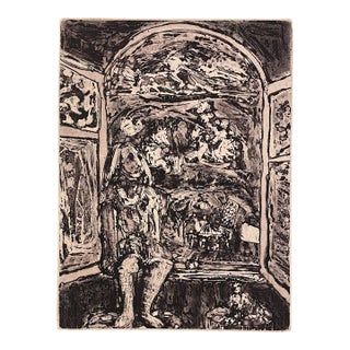 1973 Adrienne Anderson Cat Mystic Etching For Sale