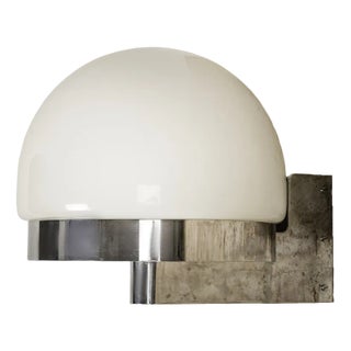 Chromed Metal and Opaline Wall Light by Andre Ricard for Metalarte, Spain, 1970s, Set of 2 For Sale