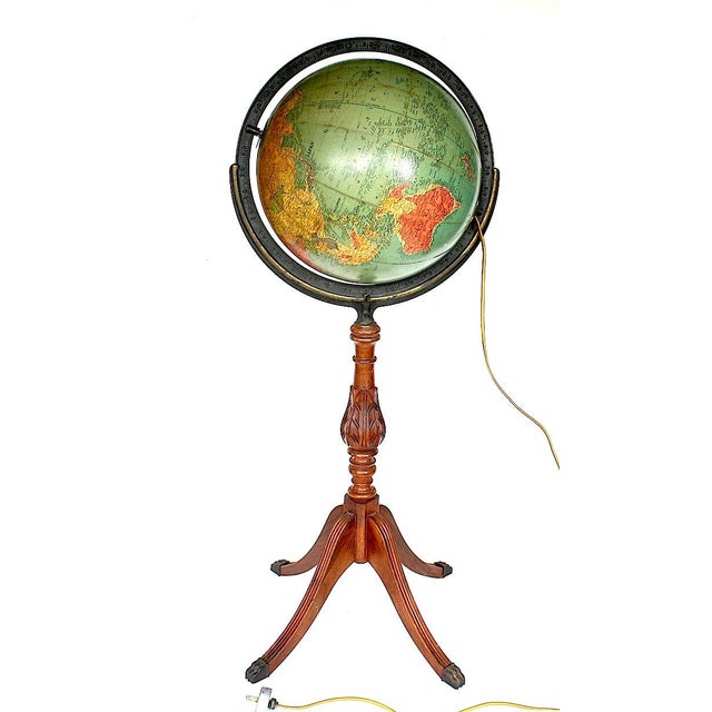1940s Vintage 1940s World Globe on Duncan Phyffe Style Floor Stand For Sale - Image 5 of 17