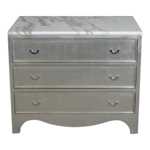 Nancy Corzine Design Tea Leaf Silver Chest With Italian Marble Top