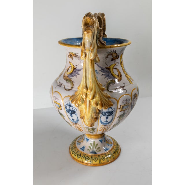 20th Century Renaissance Revival Italian Majolica Maiolica Faience Urn or Vase For Sale In New York - Image 6 of 14