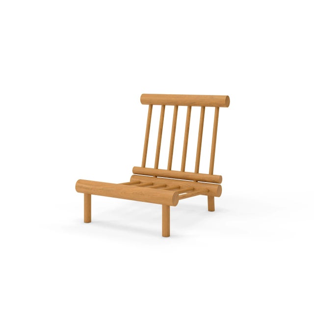 Mid-Century Modern Rishon Teak Outdoor Lounge Chair – Alpine Modern Design in Sunbrella Sapphire Blue For Sale - Image 3 of 6