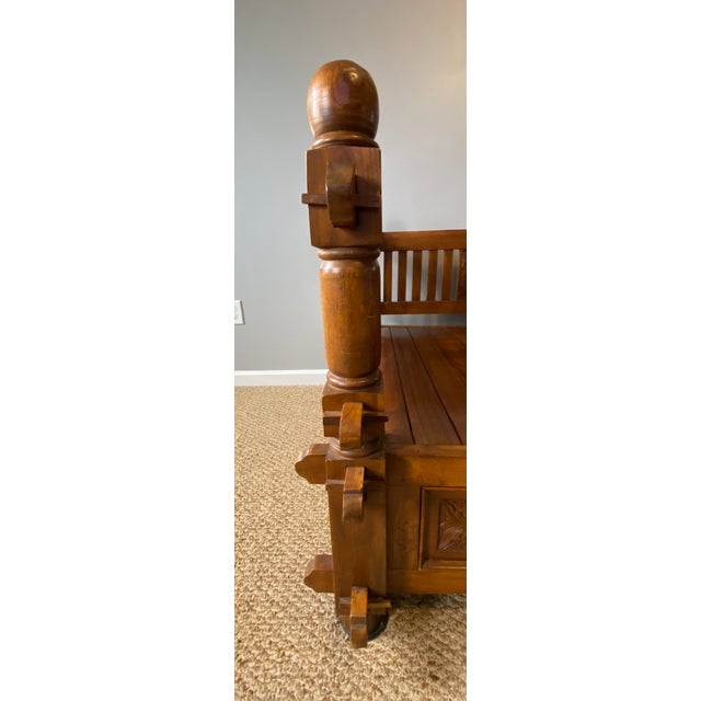 Vintage Javanese Indonesian Style Jati Wood Daybed Bench For Sale In Portland, ME - Image 6 of 10