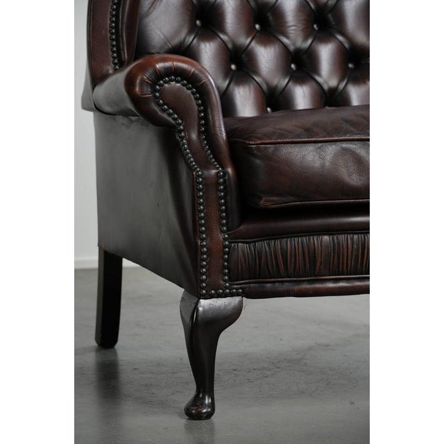 English Chesterfield Cowhide Wing Armchairs, Set of 2 For Sale - Image 10 of 12