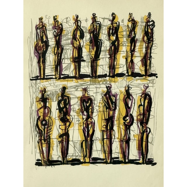 Henry Moore (British, 1898-1986), "Thirteen Standing Figures," circa 1958, lithograph in four colors, unsigned, image:...