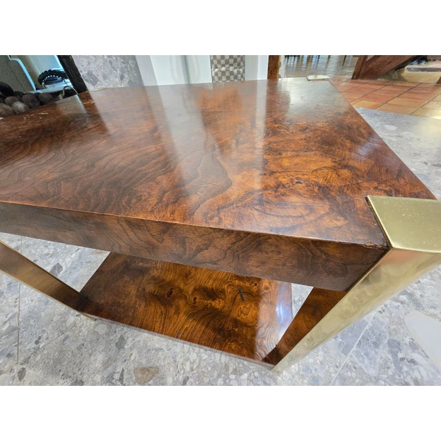 Burl and Golden Brass Tiered Side Table by Century Furniture For Sale - Image 13 of 14