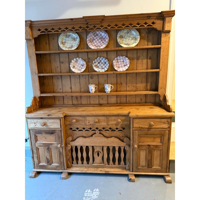 Hugh Discount! Must sell! Special 2-piece Pine Hutch made of antique English wood. The hutch has been in the family for...