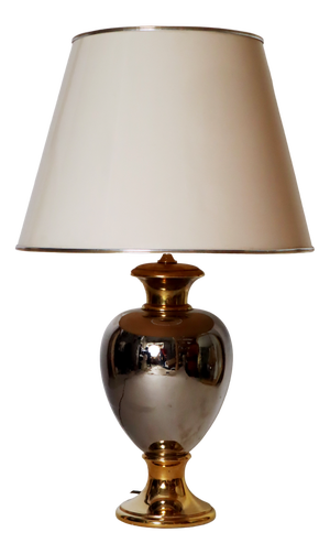 Large Hollywood Regency Table Lamp in Gold and Platinum, 1980s