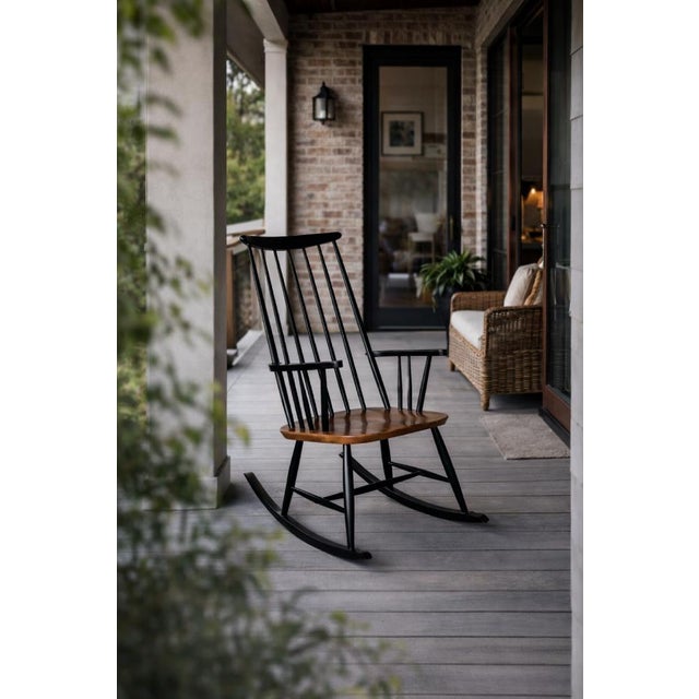 Mid-Century Finnish Modern Wooden Rocking Chair by Ilmari Tapiovaara for Asko, 1960s For Sale - Image 10 of 18