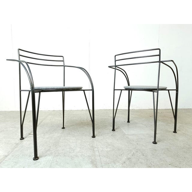 1980s Vintage Italian Dining Chairs with Armrests, 1980s, Set of 6 For Sale - Image 5 of 10
