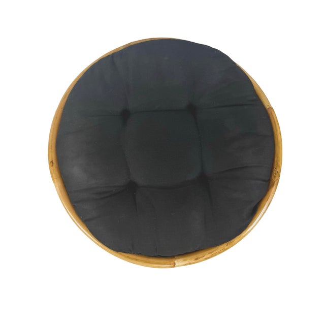 Ficks Reed Pair of 1970s Vintage Rattan and Bamboo Round Ottoman Footstools For Sale - Image 4 of 18