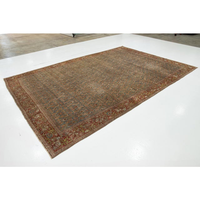 Persian Antique Bidjar Persian Blue Wool Rug Handmade With Allover Pattern For Sale - Image 3 of 11