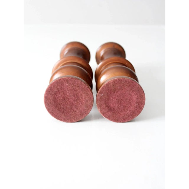 Vintage Wooden Candleholders a Pair For Sale - Image 4 of 10