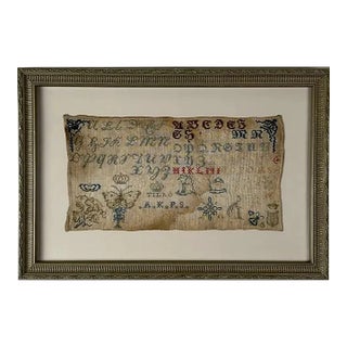 Antique Alphabet Needlework Sampler, 1852 For Sale