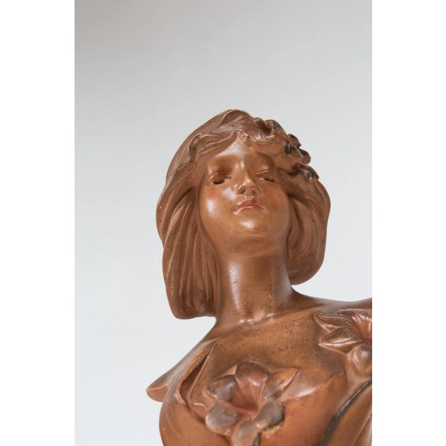 Art Nouveau French Plaster Bust of a Young Woman, 1890s-1910s For Sale - Image 3 of 10