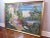 Vintage Extra Large Giltwood Framed Colorful 18th Century Scene Needlepoint with Glass 55 1/2" wide by 39 5/8" tall circa...