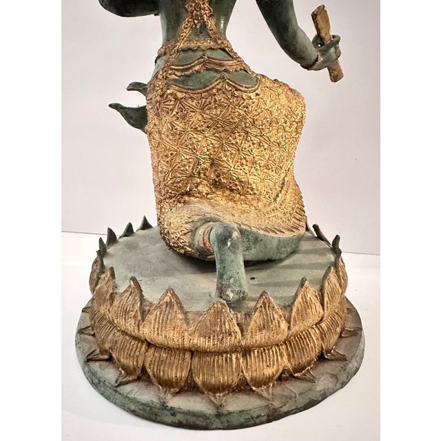 Metal Large Bronze Gilt Figure on a Base For Sale - Image 7 of 11