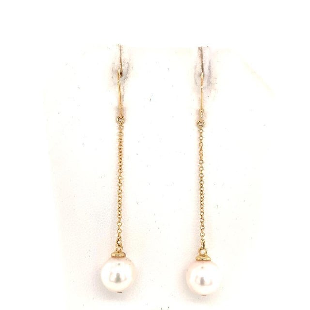 Fine Quality Japanese Akoya Pearl Earrings 14 KT Yellow Gold 9.03 mm Certified $1,390 017524 This is a One of a Kind...