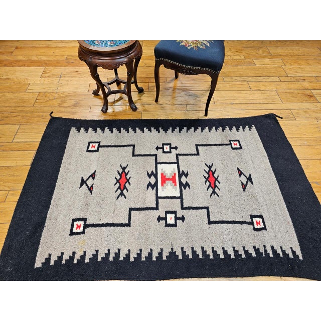 Vintage Native American Navajo Rug, Wool & Cotton, Storm Pattern Design, 4x6 For Sale - Image 11 of 12
