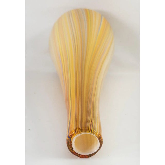 Glass Mid-Century Brightly Colored Orange and Yellow Art Glass Vase For Sale - Image 7 of 10