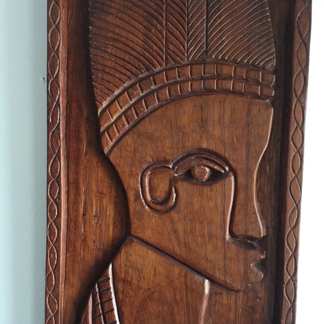 Brown Vintage Tribal African Relief Wood Carvings - a Pair For Sale - Image 8 of 13