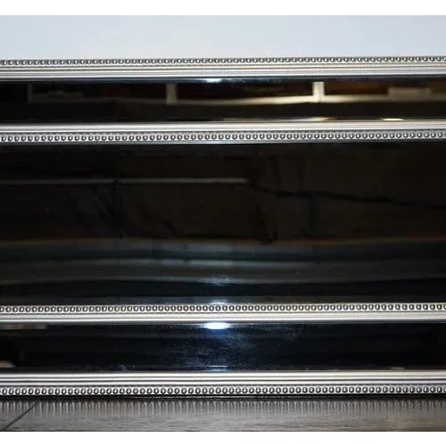 Large Silver Beaded Cushioned Bevelled Rectangular Mirror For Sale - Image 5 of 10