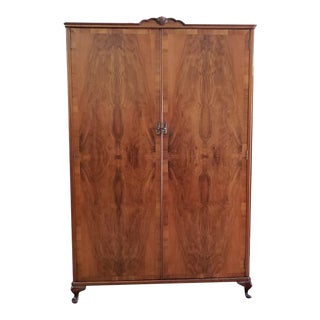 Vintage Walnut Double Door Armoire C.1940 For Sale