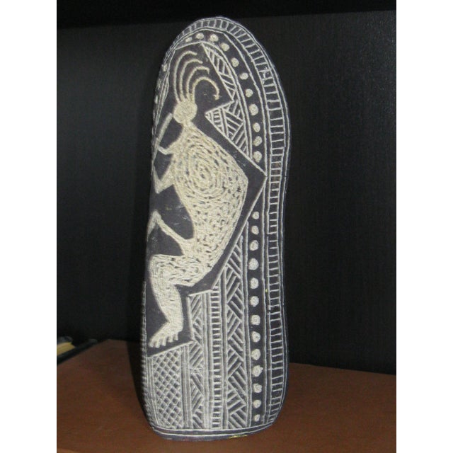 Wonderful Vintage Native American Folk Art Hopi, Native American etched/painted stone artist Beem. The Flute Player/Bear...