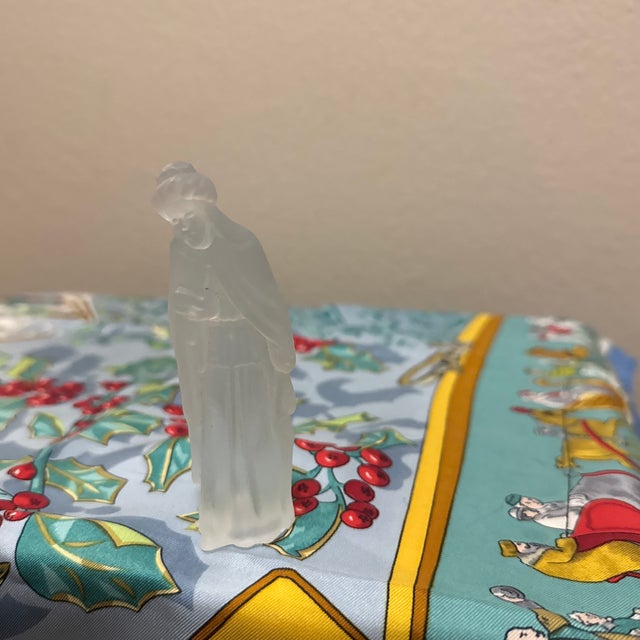 Religious Vintage Frosted Glass Nativity Wiseman Figurine in the Style of Lalique For Sale - Image 3 of 8