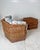 Wood Vintage Braided Wicker Rattan Hexagonal Chair and Ottoman Set For Sale - Image 7 of 11