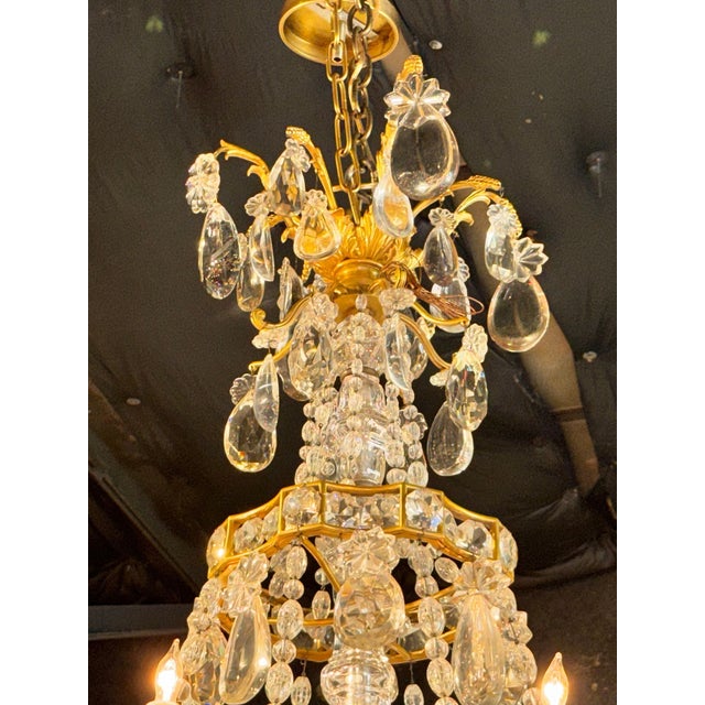 Gold 19th C. French Baccarat Manner Bronze and Crystal Chandelier For Sale - Image 8 of 9