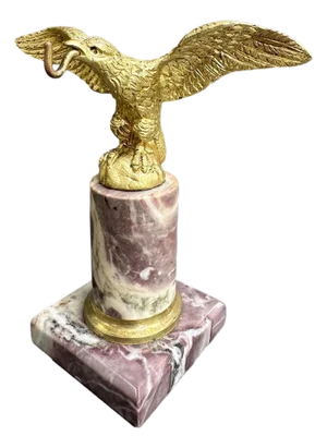 Antique 19th Century Gilt Bronze Pocket Watch Stand with Eagle Original Gilding Marble Base, 1890s