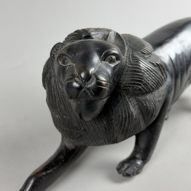 Vintage Modernist Ebonized Wood Lion, 1960s For Sale - Image 9 of 15