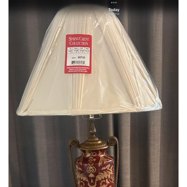 Japanese Pristine Mid 20th Century Japanese Moriage Porcelain & Brass Tall Lamps For Sale - Image 3 of 13