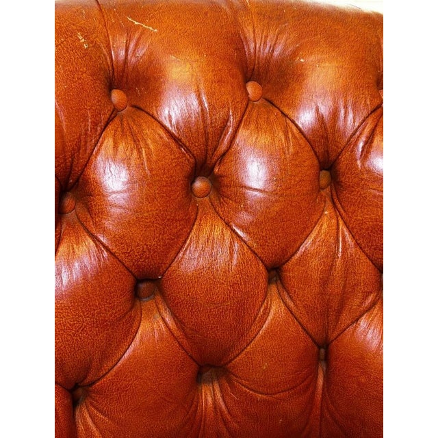 Vintage 1980s Pair of Cognac Tufted Barrel Club Chairs by Classic Leather Inc., Hickory Nc – Top Grain Leather on Brass Shepherd Casters For Sale - Image 13 of 17