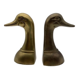 1970s Brass Duck Bookends- a Pair For Sale