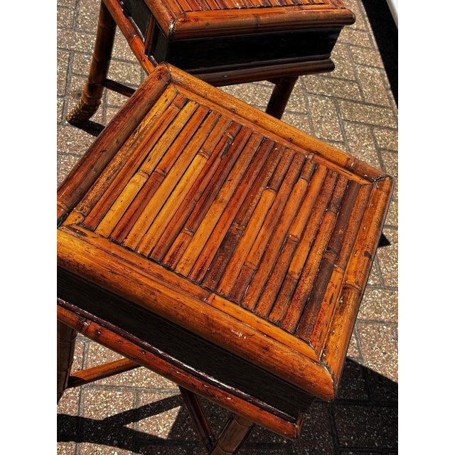 Bamboo Bedside Tables with Drawer, Set of 2 For Sale - Image 5 of 11