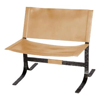Alessa Leather Sling Chair in Cashew For Sale