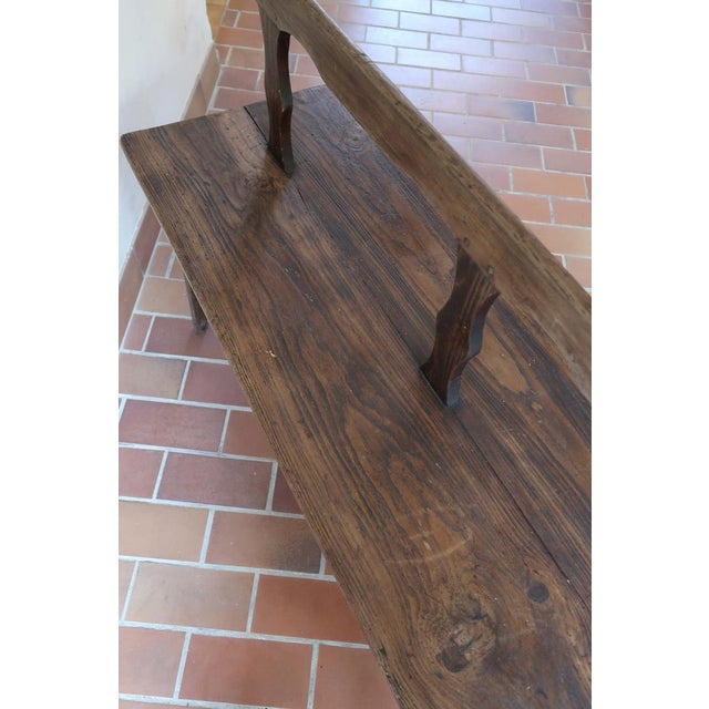 19th Century French Rustic Bench in Wood with Scalloped Back For Sale - Image 9 of 14
