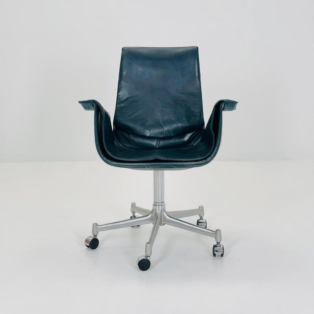 Black Mid-Century Dark Green Model 6727 Tulip Desk Chair by Preben Fabricius & Jørgen Kastholm for Walter Knoll, 1960s For Sale - Image 8 of 11