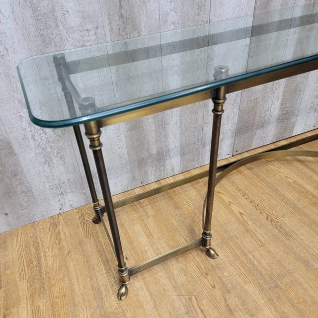 Mid-Century Modern Hollywood Regency LaBarge Style Brass Console Table For Sale - Image 3 of 10