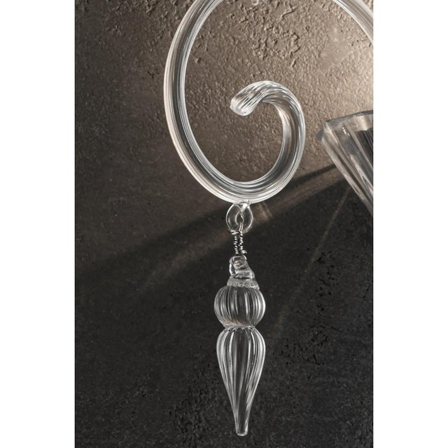 Scenographic Venetian Rigadinwall Sconce in Trasparent Murano Glass by Simoeng for Simoeng For Sale - Image 4 of 7
