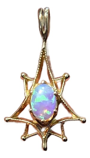 Late 20th Century Opal 14k Yellow Gold Dainty Pendant for Necklace
