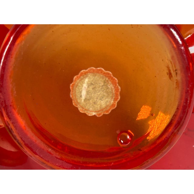 Red Antique Ruby Glass Bonbonniere: Filigree Brass Lid, Cameo Decor For Sale - Image 8 of 10