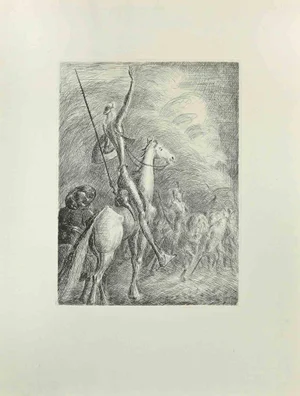 Wladyslaw Jahl, Don Quixote and Sancho Panza, Etching, 1951