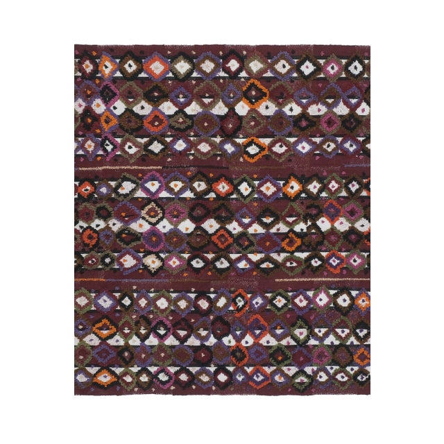 Mid-Century Modern Vintage Turkish Shaggy Tulu Kilim Rug 5'6''x7'1'' For Sale - Image 3 of 13