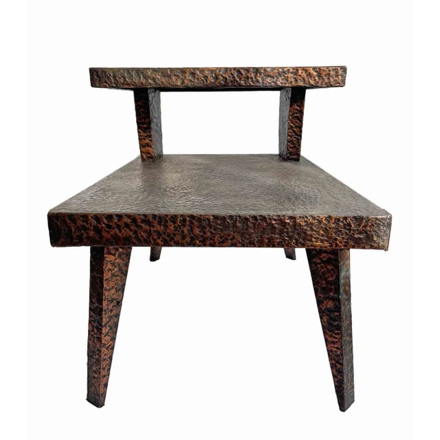 Mid-Century Modern Mid Century Hand Hammered Copper Side Table For Sale - Image 3 of 7