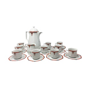 Art Deco White Coffee and Tea Set, 1930s, Set of 12 For Sale