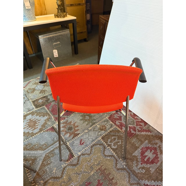 Metal Hightower Modernist Stackable Arm Chairs, Set of Six For Sale - Image 7 of 12