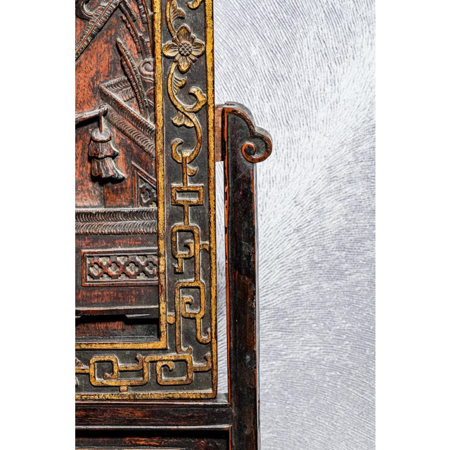 Incredible Large Antique Carved Wood Chinese Asian Table Screen Home Decor Chinoiserie For Sale - Image 9 of 17